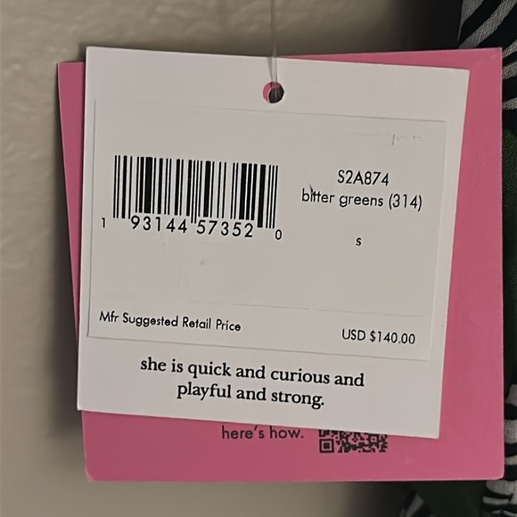 NWT Kate Spade Women’s Tunic Cover Up Zebra Green Black Tie Front Sz Small Chic - Picture 8 of 12